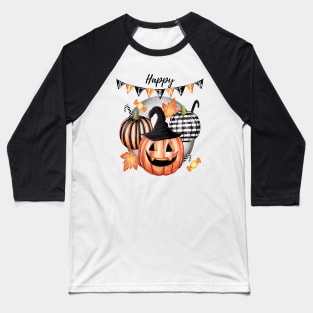 Pumpkin Witch Hat & Candies: Halloween Delight Baseball T-Shirt